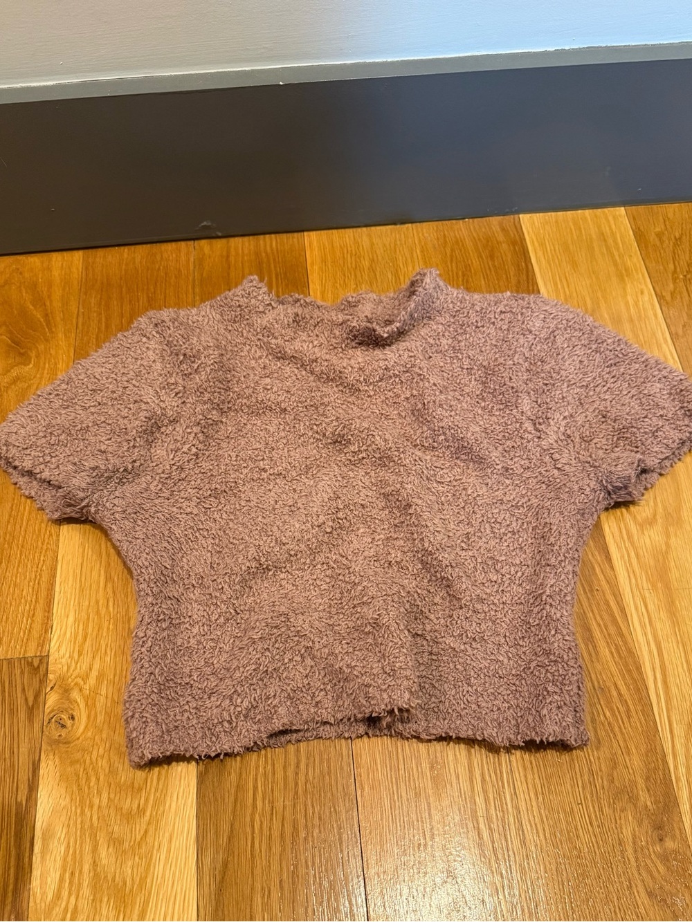 SKIMS Teddy Crop Top Blush Pink S/M Soft Fuzzy Lounge Top